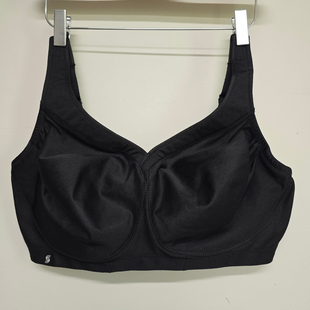 Glamorise Magic Lift Sport Bra Womens 38F Black High Impact Wireless - Picture 2 of 9